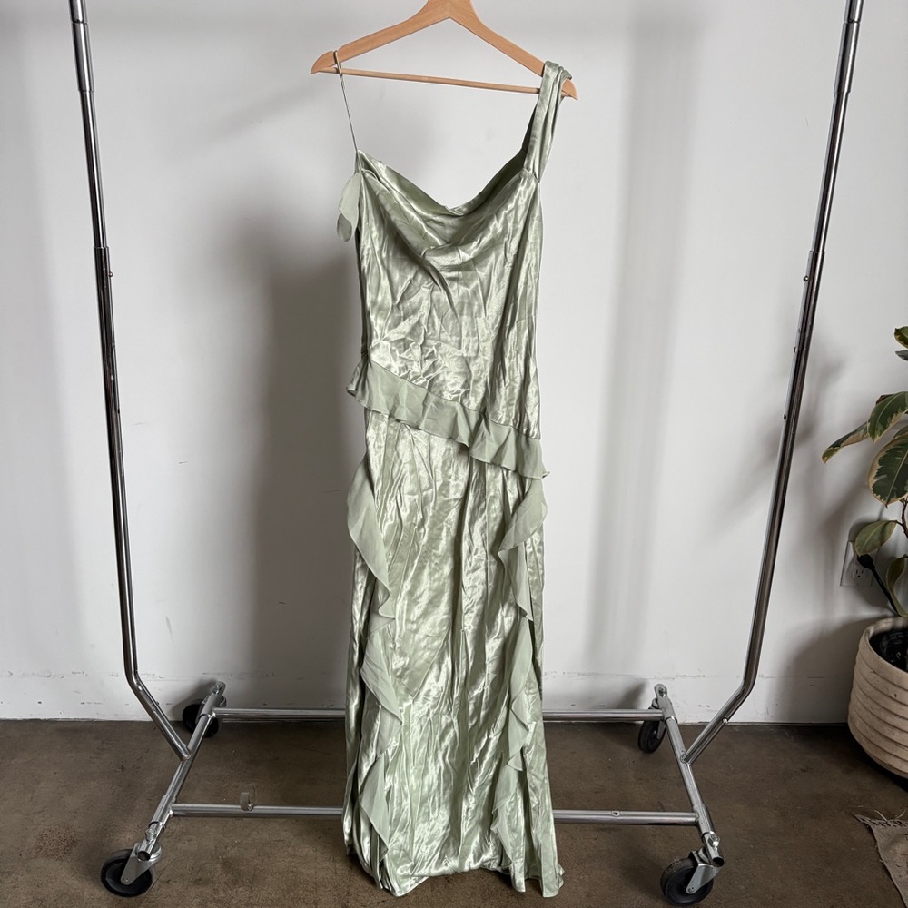 $319 NWT Sage For Love And Lemons “Sawyer” Ruffle Maxi Dress Sz Medium - Picture 14 of 16